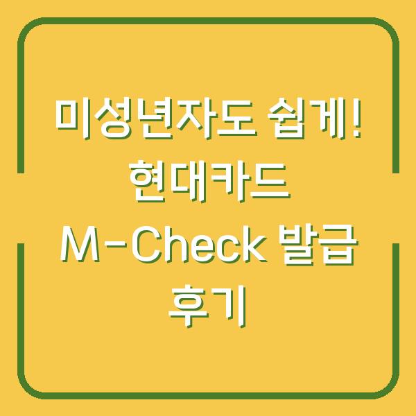 미성년자도 쉽게! 현대카드 M-Check 발급 후기