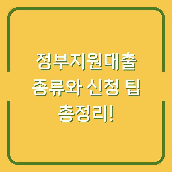 정부지원대출 종류와 신청 팁 총정리!