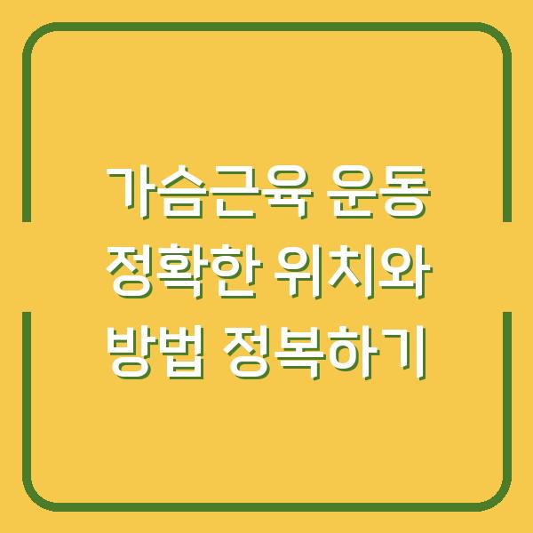 가슴근육 운동 정확한 위치와 방법 정복하기