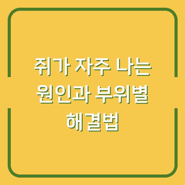쥐가 자주 나는 원인과 부위별 해결법