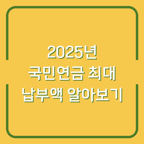 2025년 국민연금 최대 납부액 알아보기