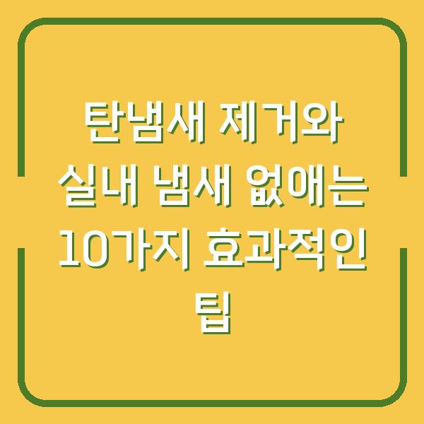 탄냄새 제거와 실내 냄새 없애는 10가지 효과적인 팁