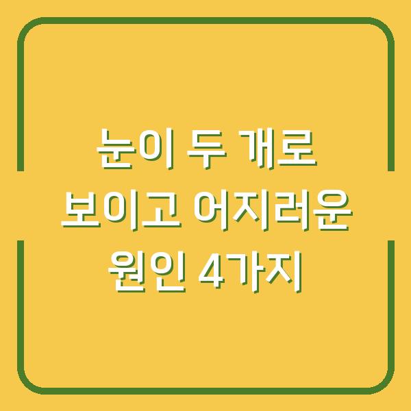 눈이 두 개로 보이고 어지러운 원인 4가지