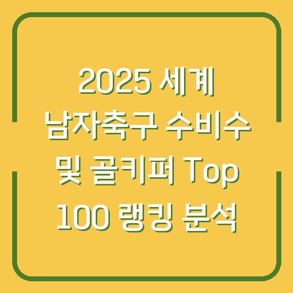 2025 세계 남자축구 수비수 및 골키퍼 Top 100 랭킹 분석