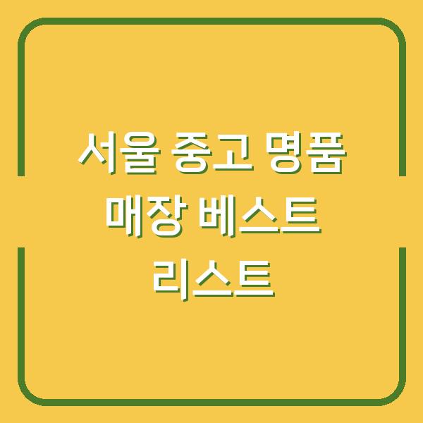 서울 중고 명품 매장 베스트 리스트