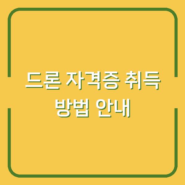 드론 자격증 취득 방법 안내