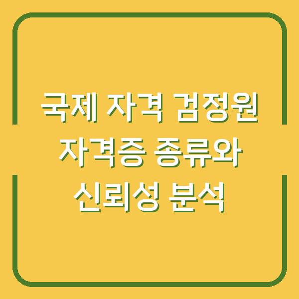 국제 자격 검정원 자격증 종류와 신뢰성 분석