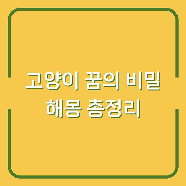 고양이 꿈의 비밀 해몽 총정리