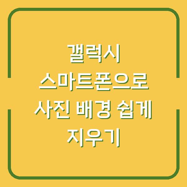 갤럭시 스마트폰으로 사진 배경 쉽게 지우기