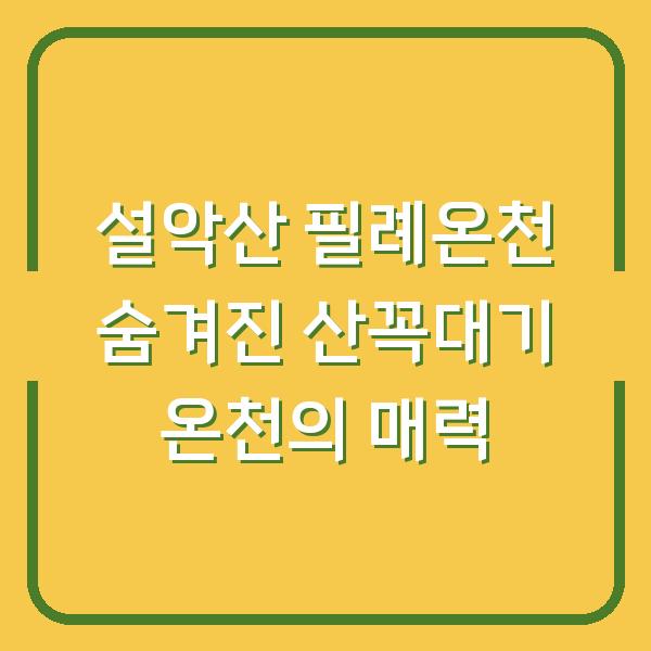 설악산 필례온천 숨겨진 산꼭대기 온천의 매력