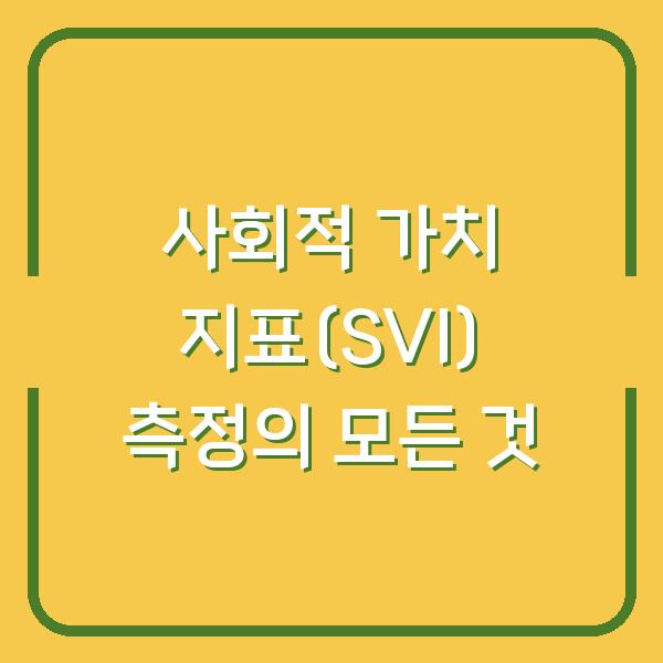사회적 가치 지표(SVI) 측정의 모든 것