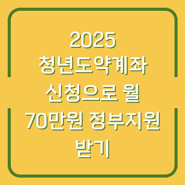 2025 청년도약계좌 신청으로 월 70만원 정부지원 받기