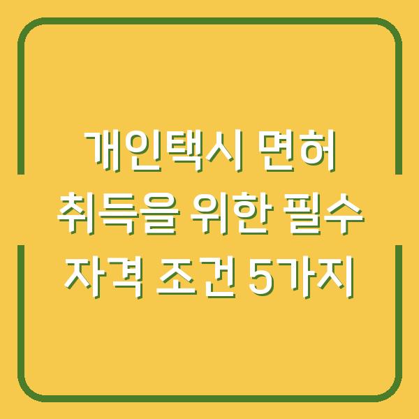 개인택시 면허 취득을 위한 필수 자격 조건 5가지