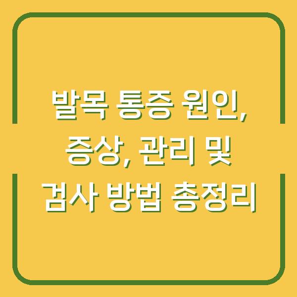 발목 통증 원인, 증상, 관리 및 검사 방법 총정리