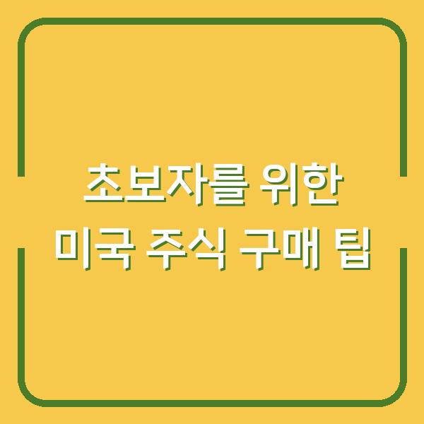 초보자를 위한 미국 주식 구매 팁