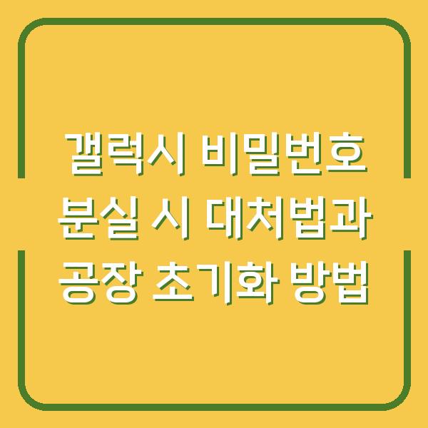 갤럭시 비밀번호 분실 시 대처법과 공장 초기화 방법