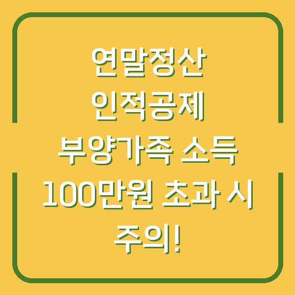 연말정산 인적공제 부양가족 소득 100만원 초과 시 주의!