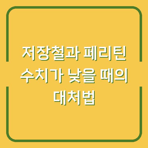 저장철과 페리틴 수치가 낮을 때의 대처법