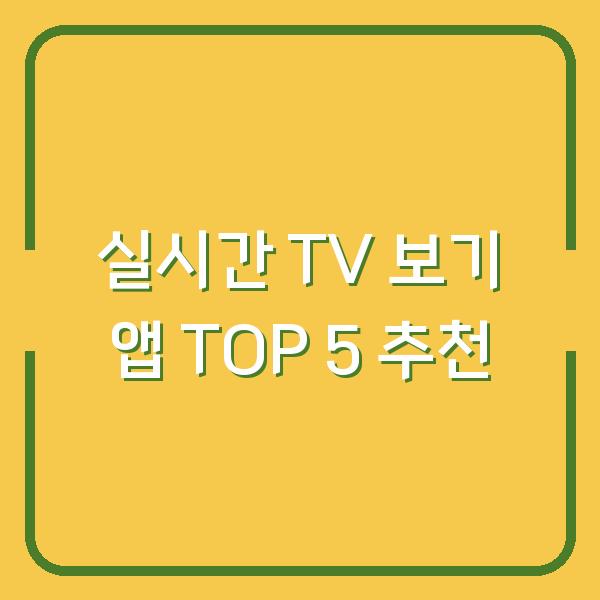 실시간 TV 보기 앱 TOP 5 추천