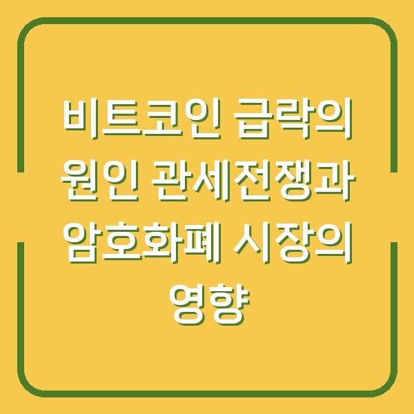 비트코인 급락의 원인 관세전쟁과 암호화폐 시장의 영향