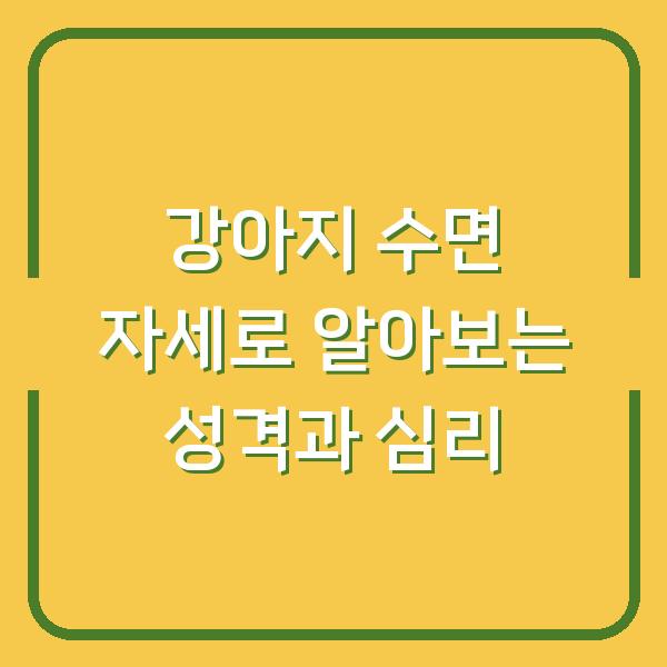 강아지 수면 자세로 알아보는 성격과 심리