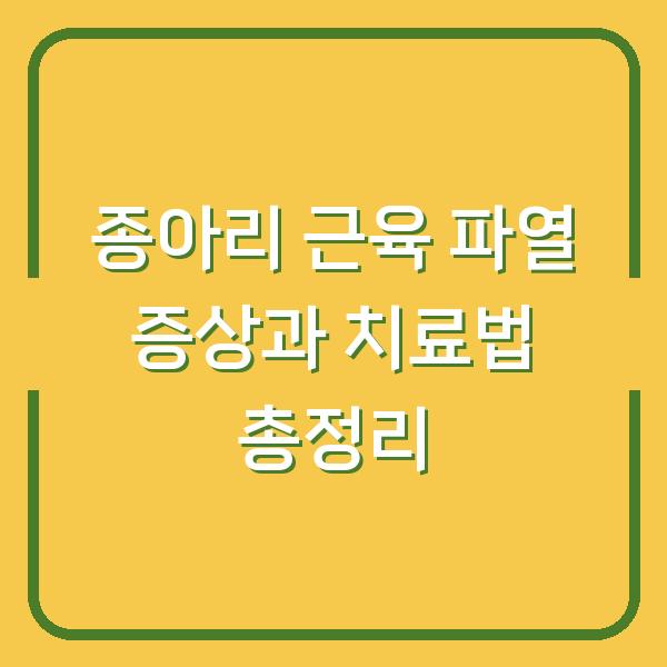 종아리 근육 파열 증상과 치료법 총정리
