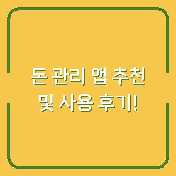 돈 관리 앱 추천 및 사용 후기!