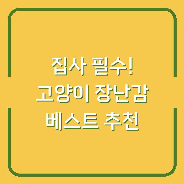 집사 필수! 고양이 장난감 베스트 추천