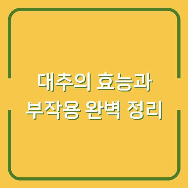 대추의 효능과 부작용 완벽 정리