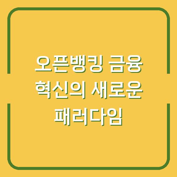 오픈뱅킹 금융 혁신의 새로운 패러다임