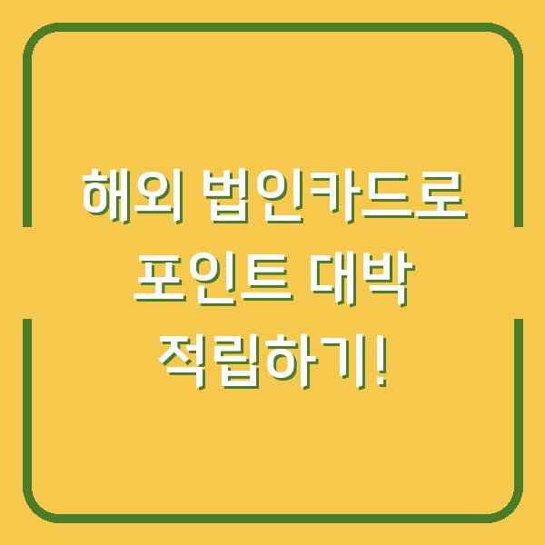 해외 법인카드로 포인트 대박 적립하기!