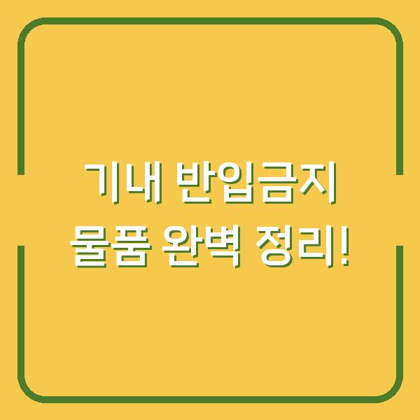 기내 반입금지 물품 완벽 정리!