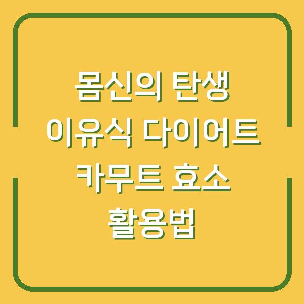 몸신의 탄생 이유식 다이어트 카무트 효소 활용법