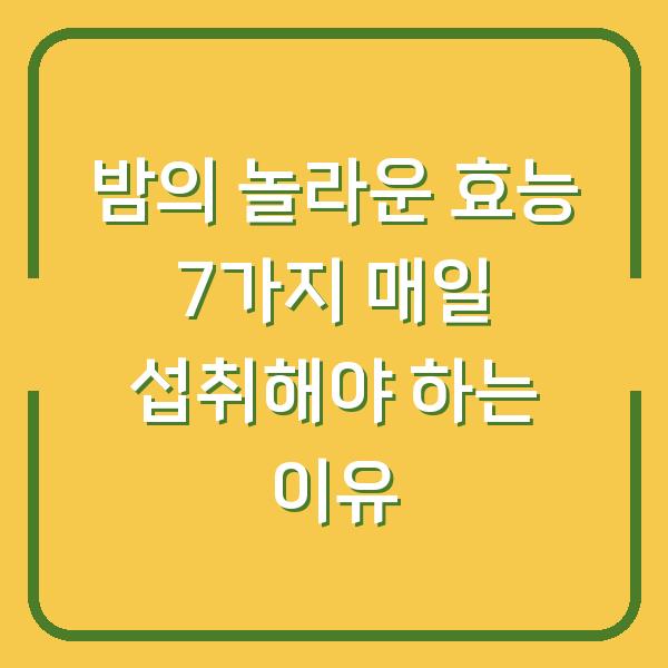 밤의 놀라운 효능 7가지 매일 섭취해야 하는 이유