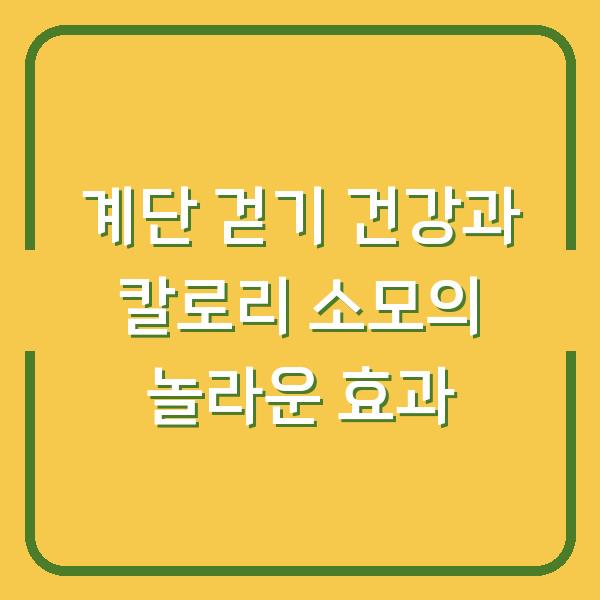 계단 걷기 건강과 칼로리 소모의 놀라운 효과