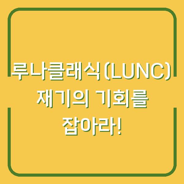 루나클래식(LUNC) 재기의 기회를 잡아라!
