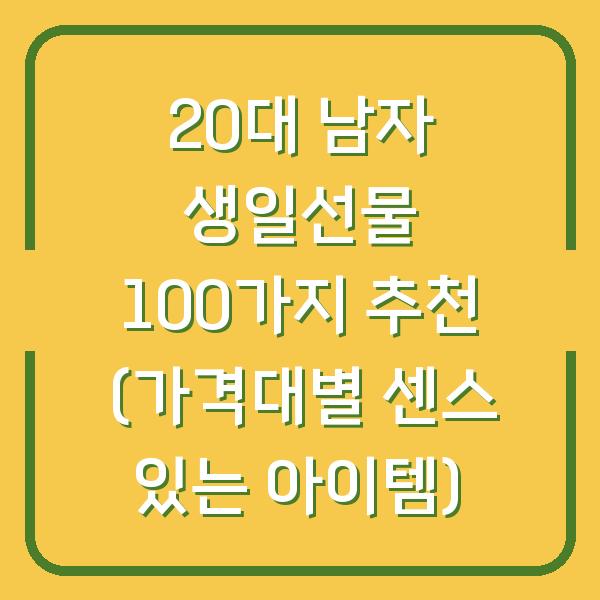 20대 남자 생일선물 100가지 추천 (가격대별 센스 있는 아이템)