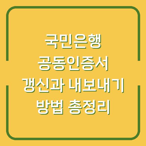 국민은행 공동인증서 갱신과 내보내기 방법 총정리