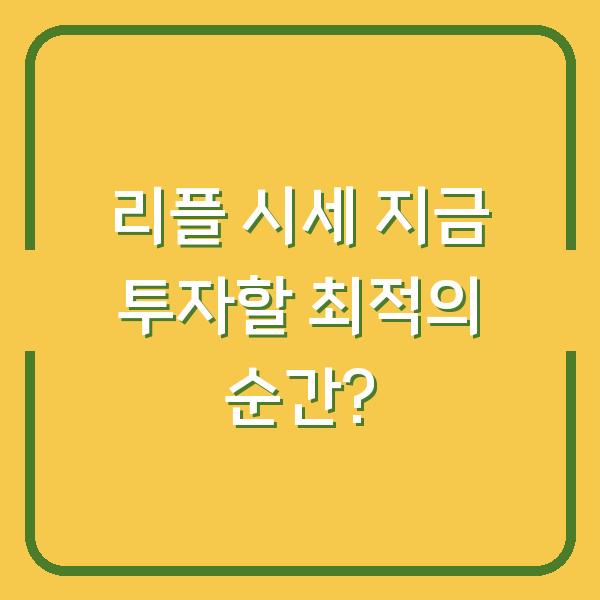 리플 시세 지금 투자할 최적의 순간?