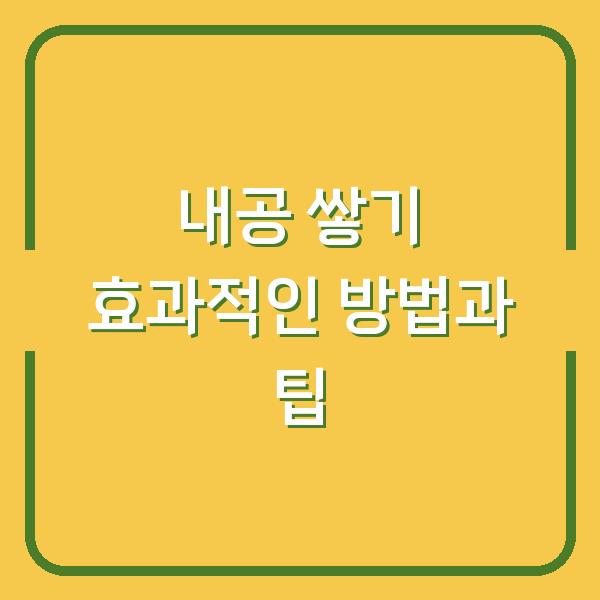 내공 쌓기 효과적인 방법과 팁