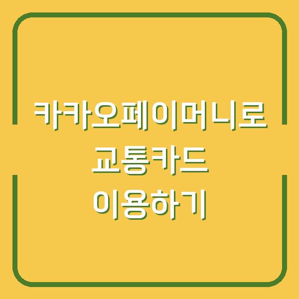 카카오페이머니로 교통카드 이용하기