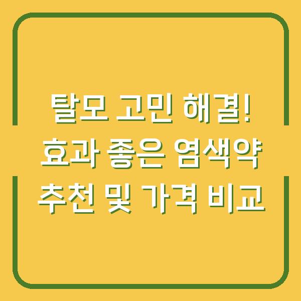 탈모 고민 해결! 효과 좋은 염색약 추천 및 가격 비교