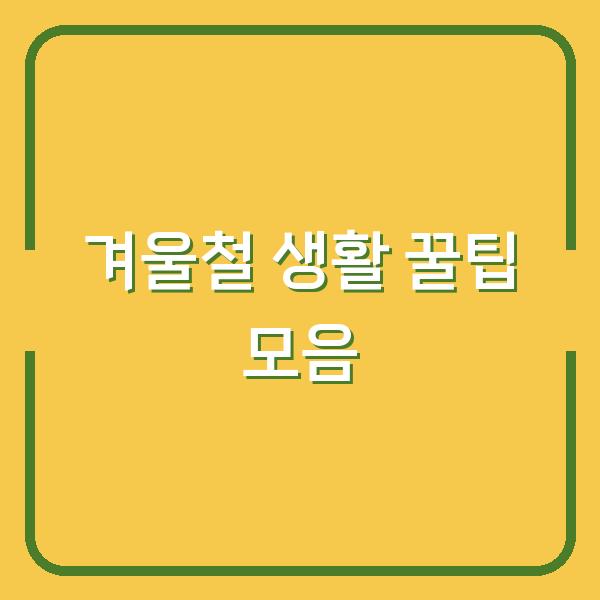 겨울철 생활 꿀팁 모음