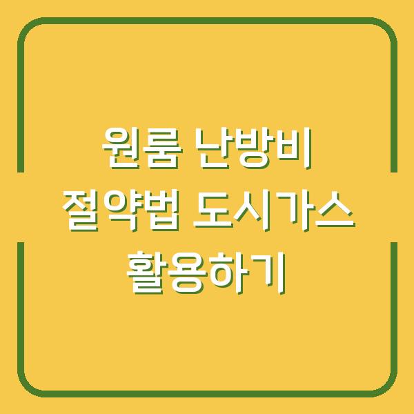 원룸 난방비 절약법 도시가스 활용하기