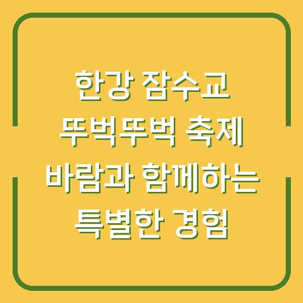 한강 잠수교 뚜벅뚜벅 축제 바람과 함께하는 특별한 경험