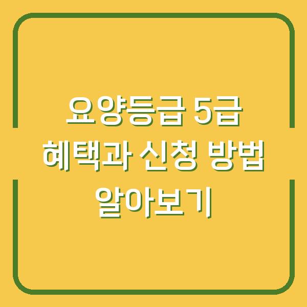 요양등급 5급 혜택과 신청 방법 알아보기