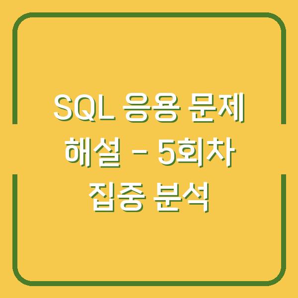 SQL 응용 문제 해설 – 5회차 집중 분석