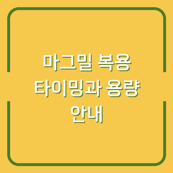 마그밀 복용 타이밍과 용량 안내