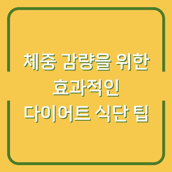 체중 감량을 위한 효과적인 다이어트 식단 팁