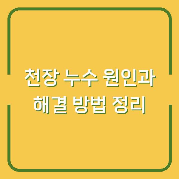 천장 누수 원인과 해결 방법 정리